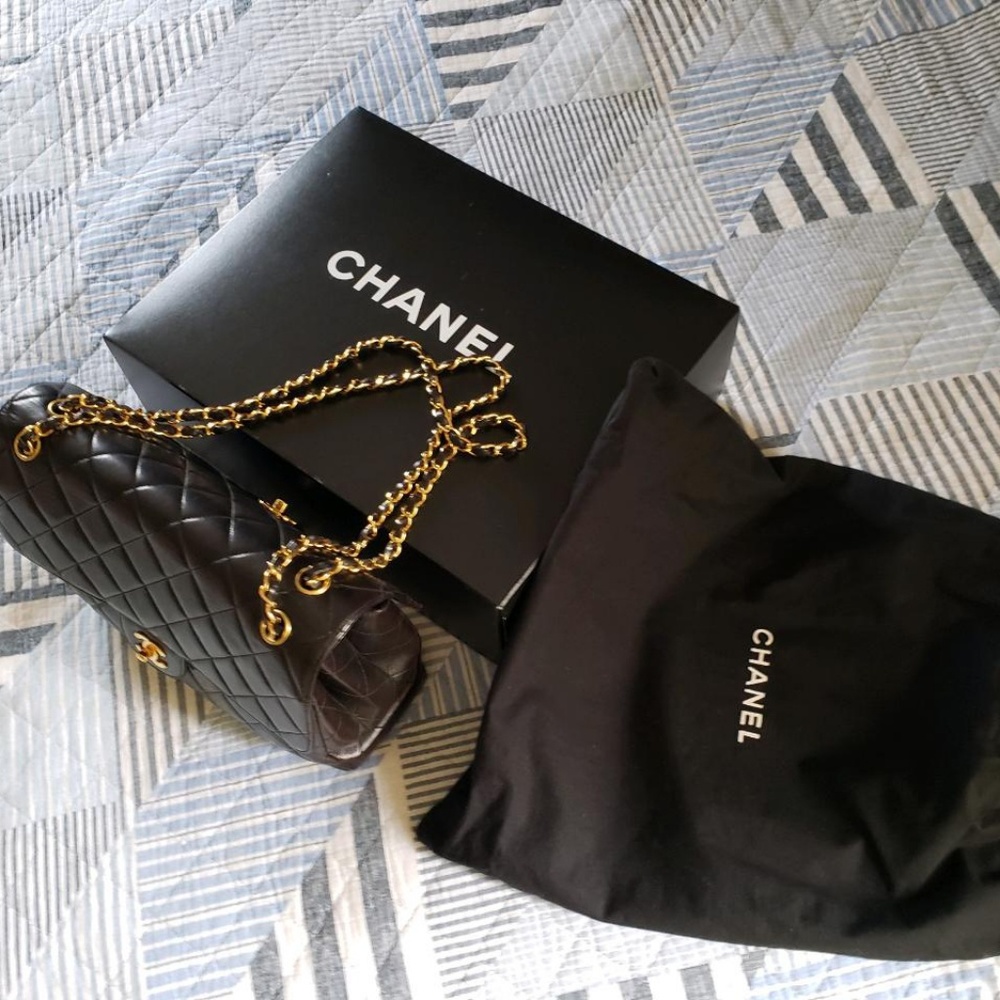 Vintage Chanel Black Leather Clutch